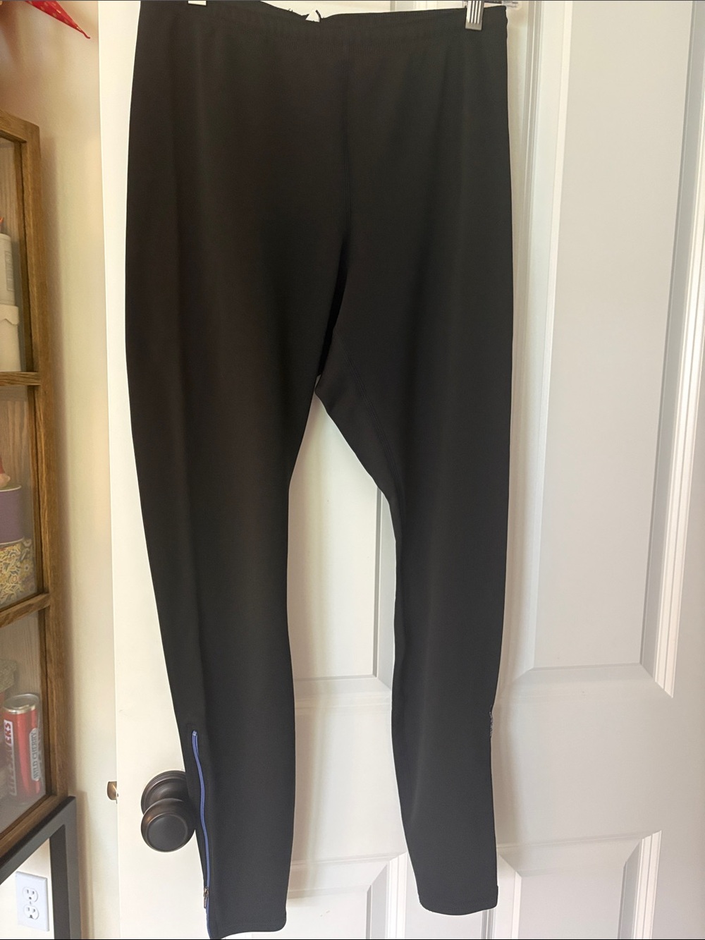 Patagonia Black Leggings with Purple Zipper Accent